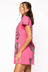 Queen of Sparkles - Hot Pink Multi Skeleton Body Tee Dress