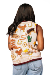 Queen of Sparkles - Vests - Beige Multi Western Icon Knit