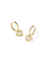Ari Heart Gold Huggie Earrings in Iridescent Drusy by Kendra Scott