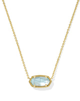 Elisa Gold Pendant Necklace in Light Blue Illusion by Kendra Scott
