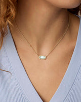 Elisa Gold Pendant Necklace in Light Blue Illusion by Kendra Scott