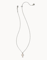 Cross Silver Pendant Necklace in White Lab Grown Opal by Kendra Scott