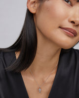 Cross Silver Pendant Necklace in White Lab Grown Opal by Kendra Scott