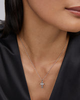 Cross Silver Pendant Necklace in White Lab Grown Opal by Kendra Scott
