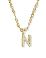 Bubble Letter N Gold Short Pendant Necklace by Kendra Scott