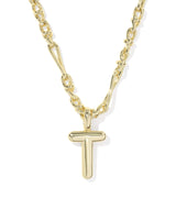 Bubble Letter T Gold Short Pendant Necklace by Kendra Scott