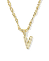 Bubble Letter V Gold Short Pendant Necklace by Kendra Scott