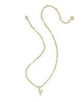 Bubble Letter V Gold Short Pendant Necklace by Kendra Scott