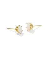 Cailin Gold Crystal Stud Earrings in White Iridescent Crystal by Kendra Scott