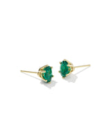 Cailin Gold Crystal Stud Earrings in Green Crystal by Kendra Scott