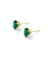 Cailin Gold Crystal Stud Earrings in Green Crystal by Kendra Scott