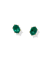 Cailin Gold Crystal Stud Earrings in Green Crystal by Kendra Scott