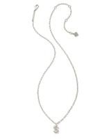Crystal Letter S Silver Short Pendant Necklace in White Crystal by Kendra Scott