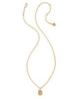 Crystal Letter B Gold Short Pendant Necklace in White Crystal by Kendra Scott