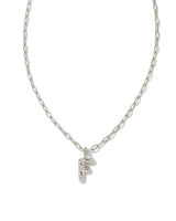 Crystal Letter F Silver Short Pendant Necklace in White Crystal by Kendra Scott