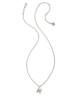 Crystal Letter N Silver Short Pendant Necklace in White Crystal by Kendra Scott