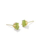 Cailin Gold Crystal Stud Earrings in Light Green Crystal by Kendra Scott