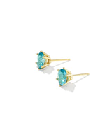 Cailin Gold Crystal Stud Earrings in Aqua Crystal by Kendra Scott