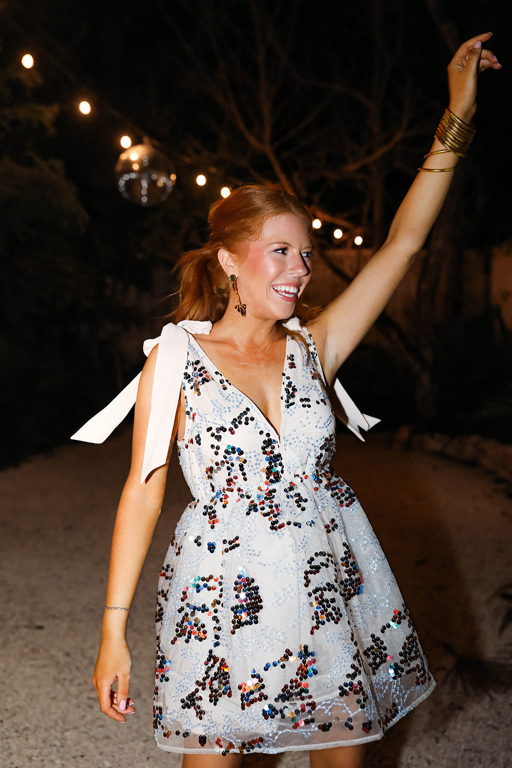 BuddyLove Melanie Tie-Shoulder Mini Dress - Fireworks M / White BuddyLove Melanie Tie-Shoulder Mini Dress - Fireworks M / White
