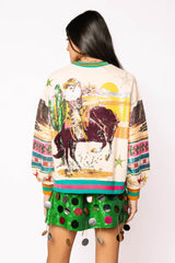 Queen of Sparkles - Multi Vintage Cowboy Santa Sweatshirt