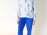 Embroidered Poplin Rays Striped Shirt