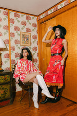 Queen of Sparkles - Dresses - Red Bucking Cowgirl Fringe