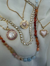 Mother Mary Necklace in Pink by Joy Dravecky