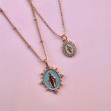 Mini Lady Lourdes Necklace in Aqua by Joy Dravecky