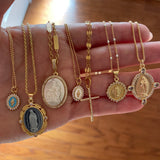 Mini Lady Lourdes Necklace in Aqua by Joy Dravecky