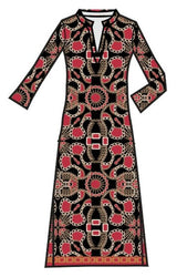 Devon Dress in Heritage Chains Black Gold by Jude Connally — technical flat