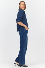 Antonia Button Down Shirt in Dark Cobalt by Dear John Denim