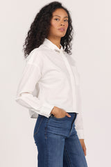 Cropped Adrianna Shirt Rhinestone White view 2