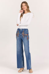 Fiona Wide Leg Jean Crown Jewel view 5