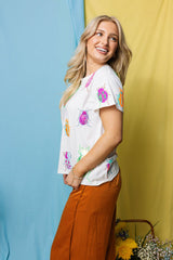 Queen of Sparkles - White Scattered Neon Beetle Tee