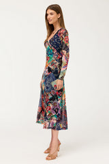Johnny Was Long Sleeve V-Neck Mesh Midi Dress - Fabiana Scarf, side