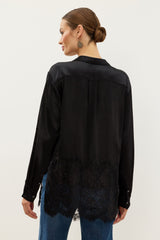 Johnny Was Raheem Lace Contrast Shirt Tunic - Black, back