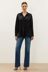 Johnny Was Raheem Lace Contrast Shirt Tunic - Black, full length