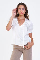 Dear John Denim - Shirts - Eva Smock Cuff Silky Shirt White