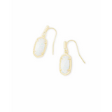 Kendra Scott - Lee Gold Drop Earrings - White Kyocera Opal