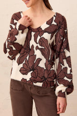 Wear Two Ways Floral Sweater in Saddle Brown - view 1