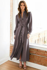 Carrie Shirt Dress in Brown Soft Metallic