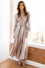 Carrie Shirt Dress in Platinum Soft Metallic