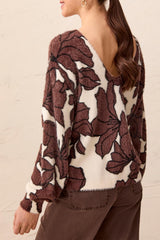 Wear Two Ways Floral Sweater in Saddle Brown - view 2