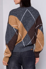 Argyle Button-Front Cardigan in Heather Charcoal - view 2