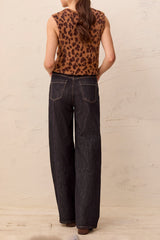 Audrey Embroidered Wide-Leg Jeans in Rinse - view 2