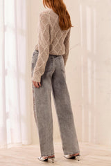 Brooke Embellished Straight-Leg Jeans in Soft Grey - view 2