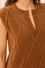 Split Crew Neck Sweater Vest in Hazelwood - view 3