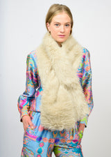Sparkle Faux Fur Scarf in Ivory
