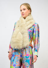Sparkle Faux Fur Scarf in Ivory