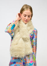 Sparkle Faux Fur Scarf in Ivory